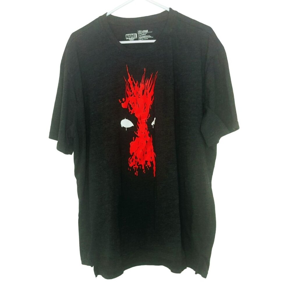 Marvel Mens 2XL Deadpool Splattered Paint Logo Shirt Short Sleeve